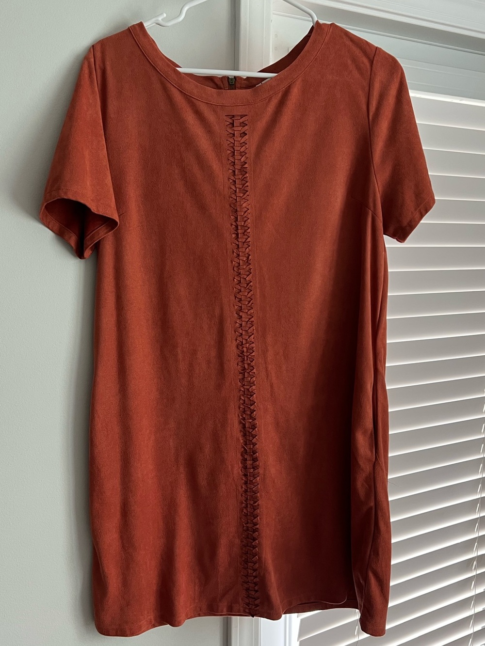 Burnt orange suede mini dress